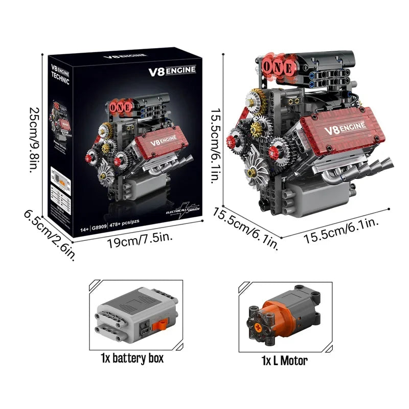 478pcs V8 Engine Kit (Motorized)