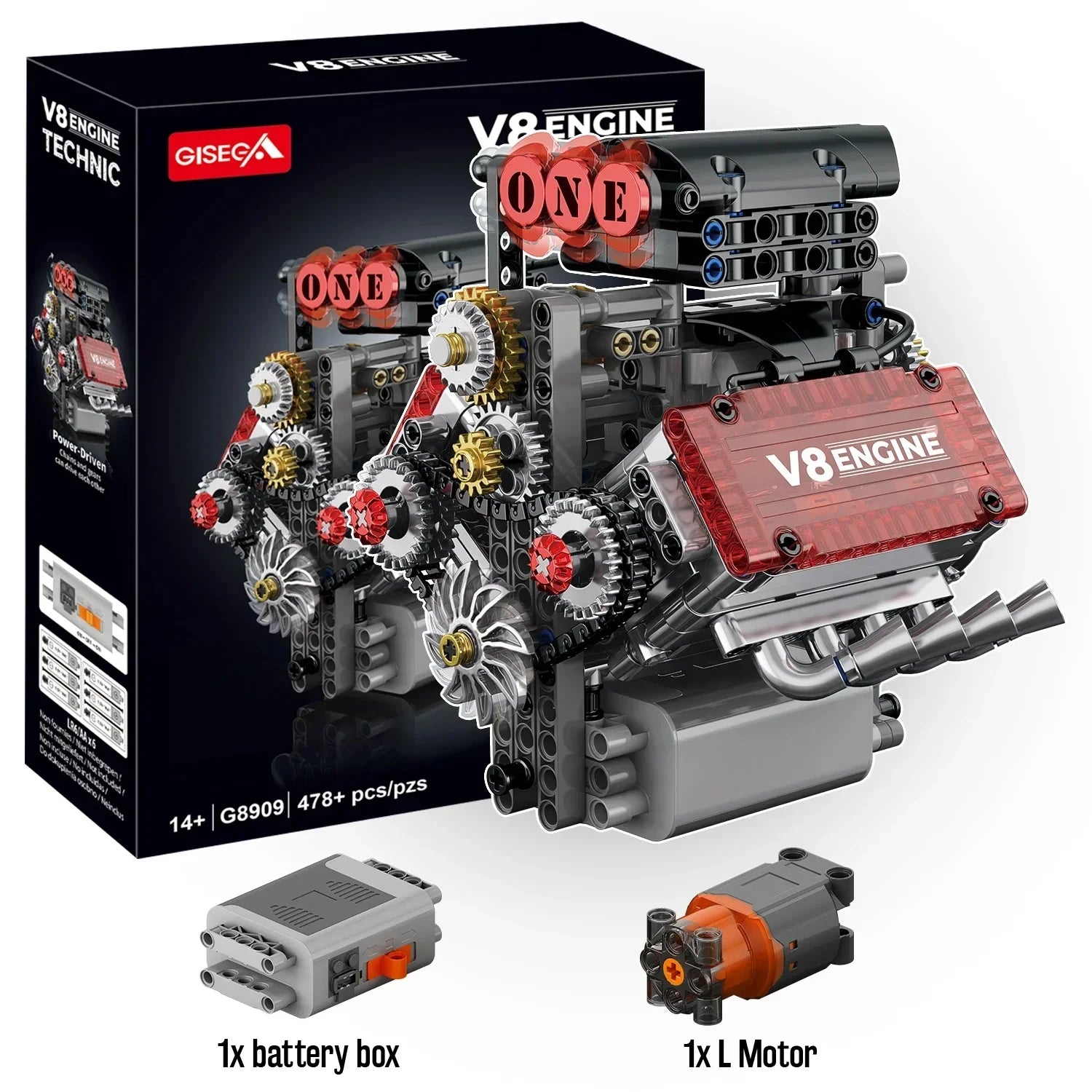 478pcs V8 Engine Kit (Motorized)
