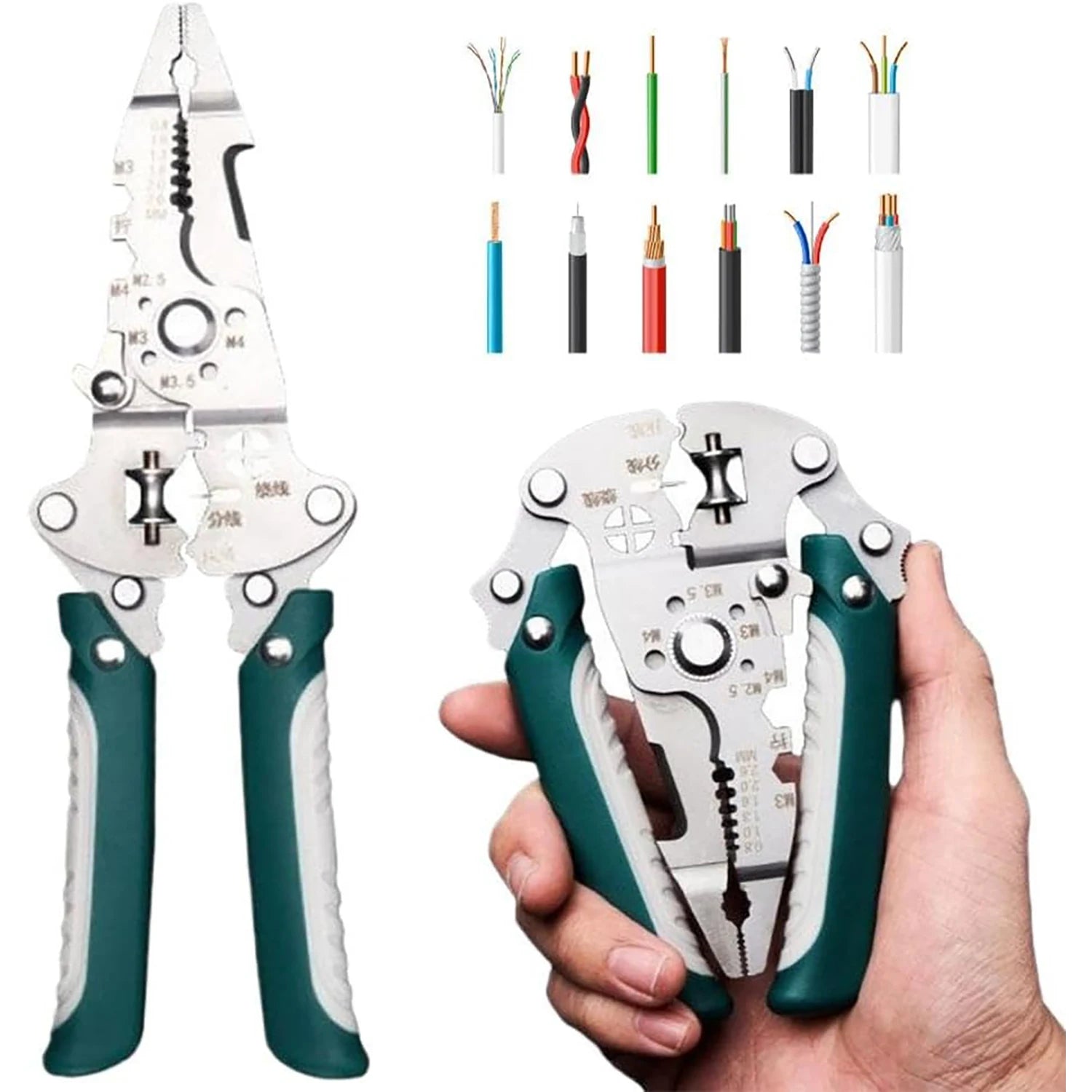 Foldable 18-in-1 Wire Stripping Pliers and Crimping Tool