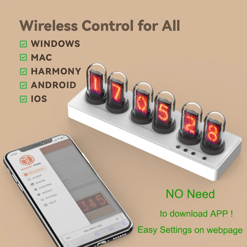 Wifi Controlled Faux Nixie Tube Clock Kit