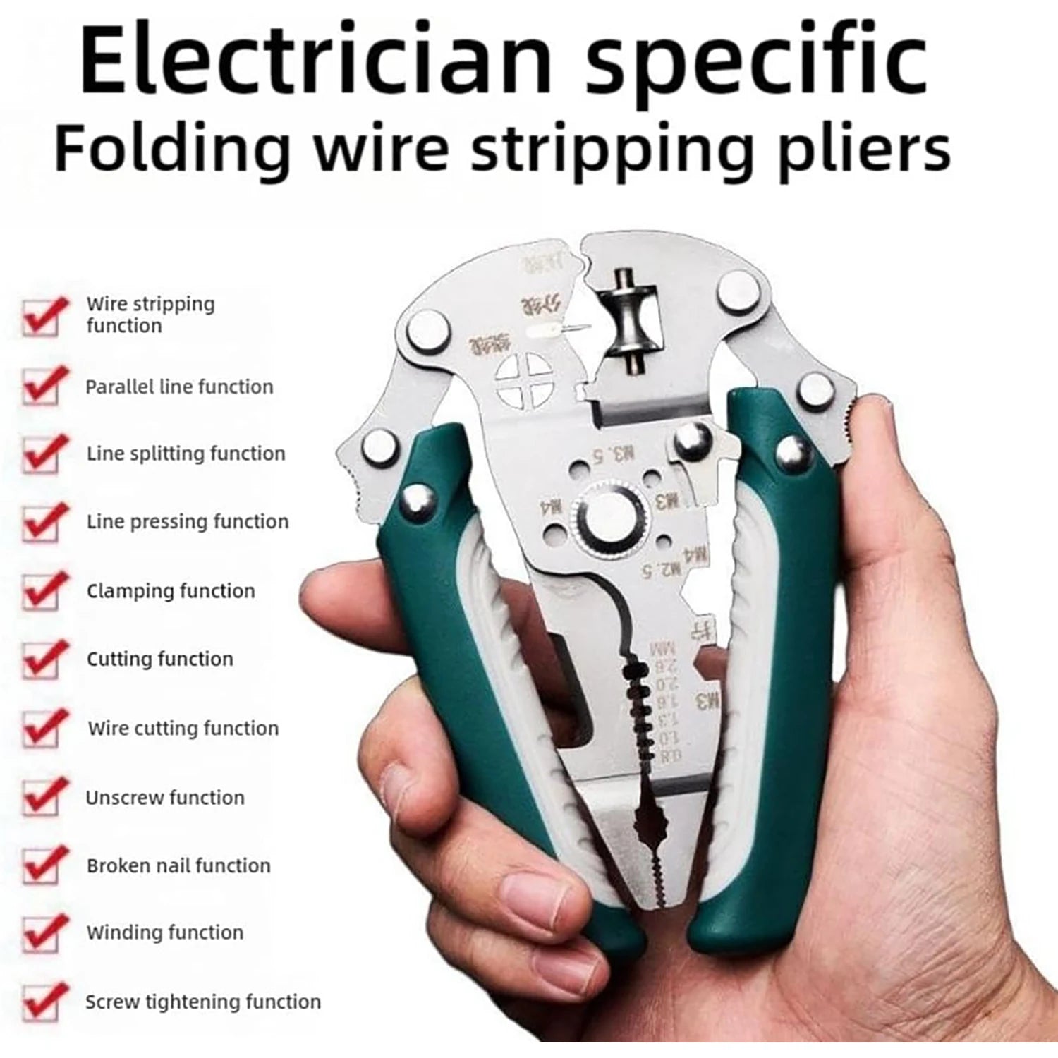 Foldable 18-in-1 Wire Stripping Pliers and Crimping Tool