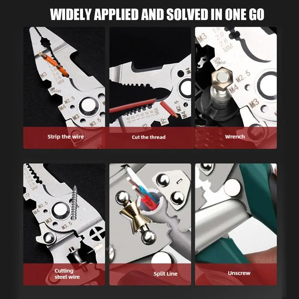 Foldable 18-in-1 Wire Stripping Pliers and Crimping Tool