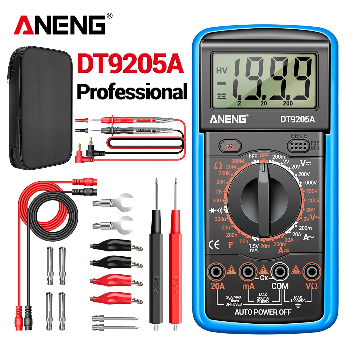 Professional Multimeter Tester ANENG DT9205A-12