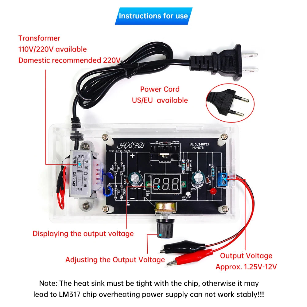 DIY Variable bench power supply Kit (1.25V-12V)