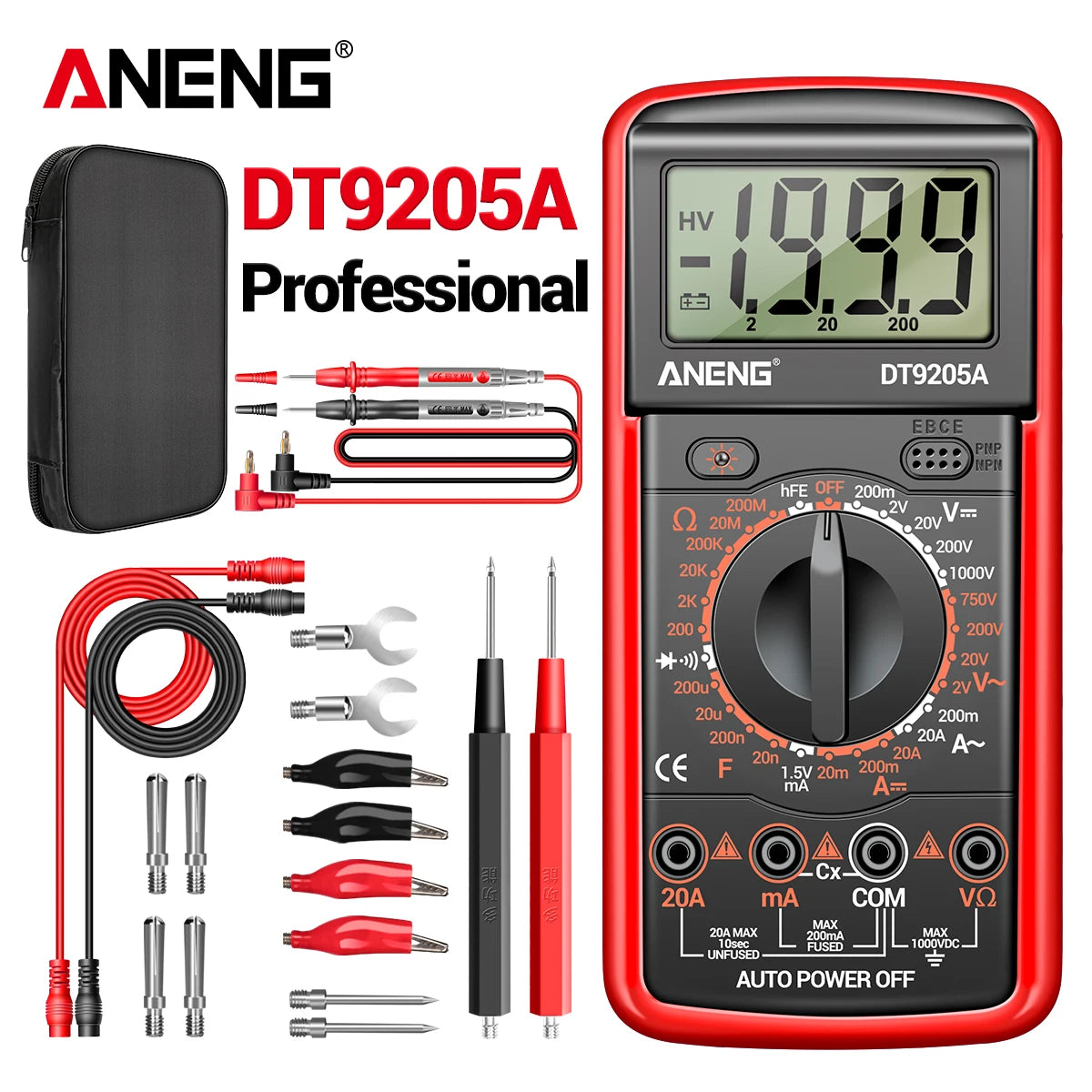 Professional Multimeter Tester ANENG DT9205A-12