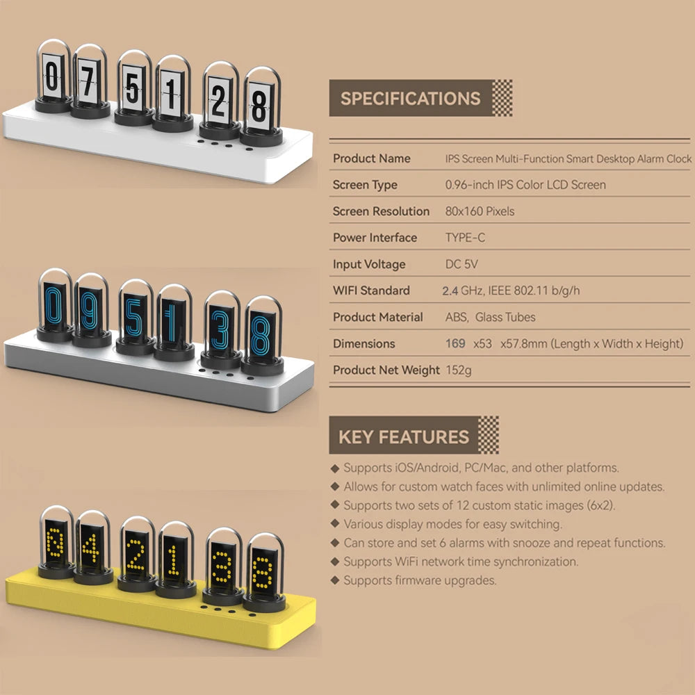 Wifi Controlled Faux Nixie Tube Clock Kit