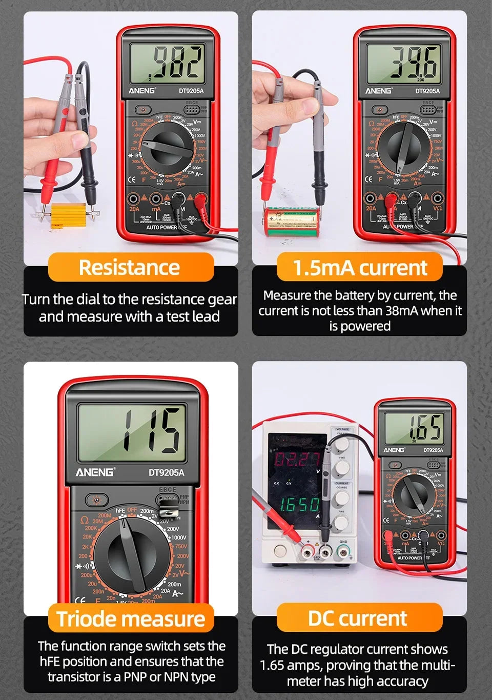 Professional Multimeter Tester ANENG DT9205A-12