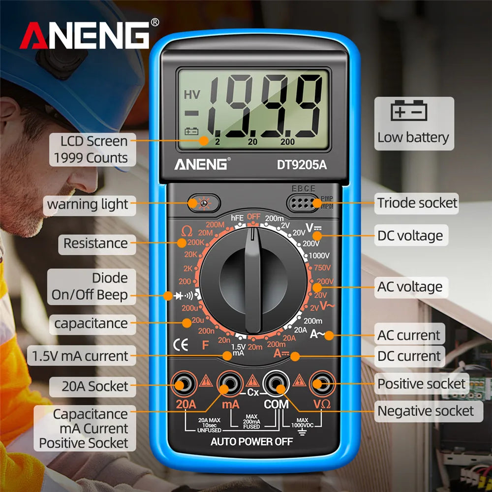 Professional Multimeter Tester ANENG DT9205A-12