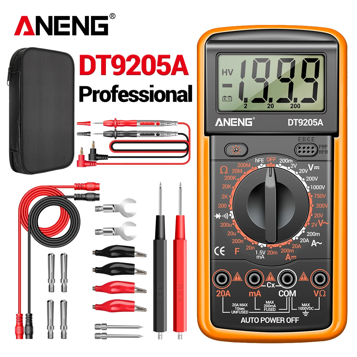 Professional Multimeter Tester ANENG DT9205A-12