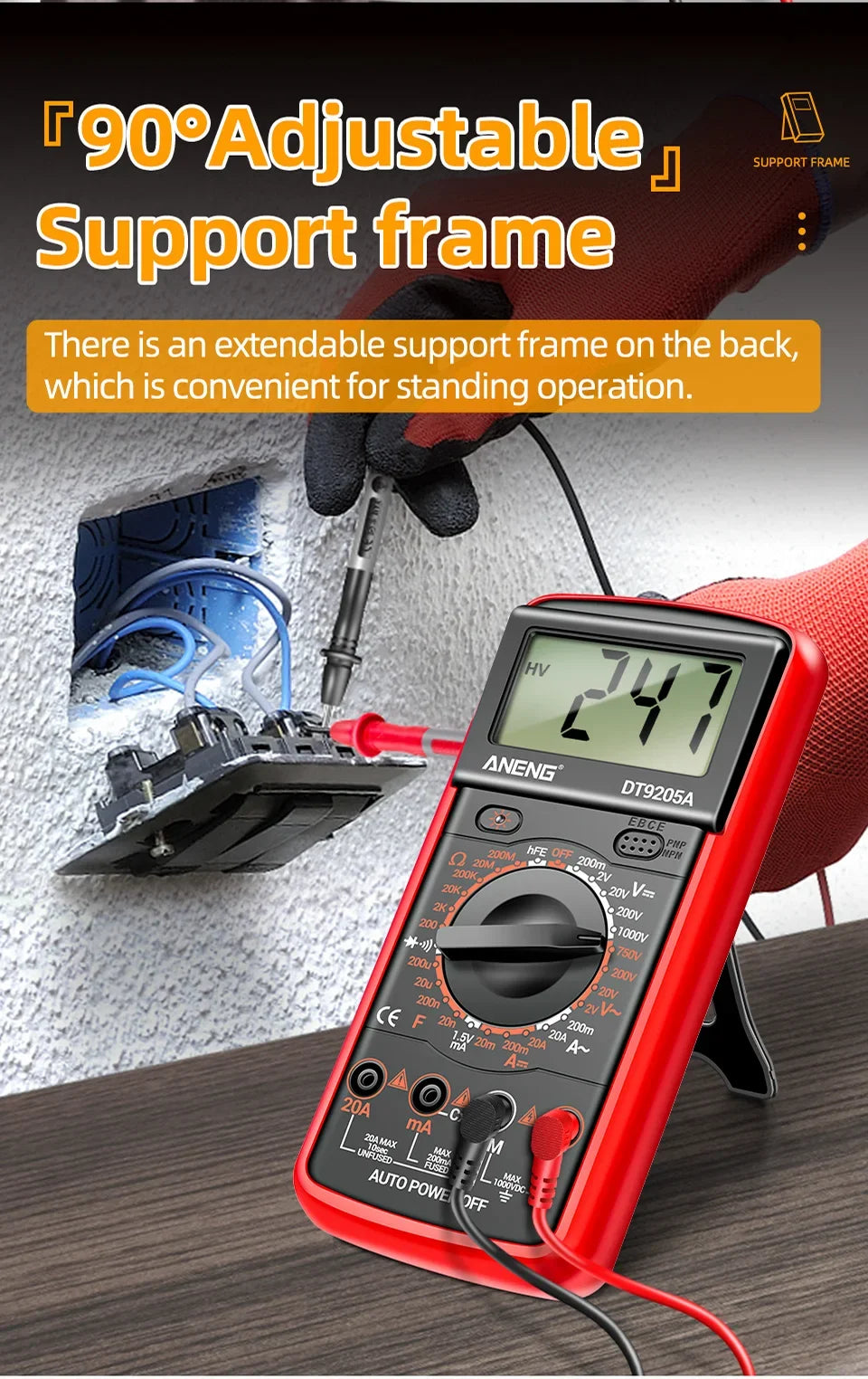 Professional Multimeter Tester ANENG DT9205A-12