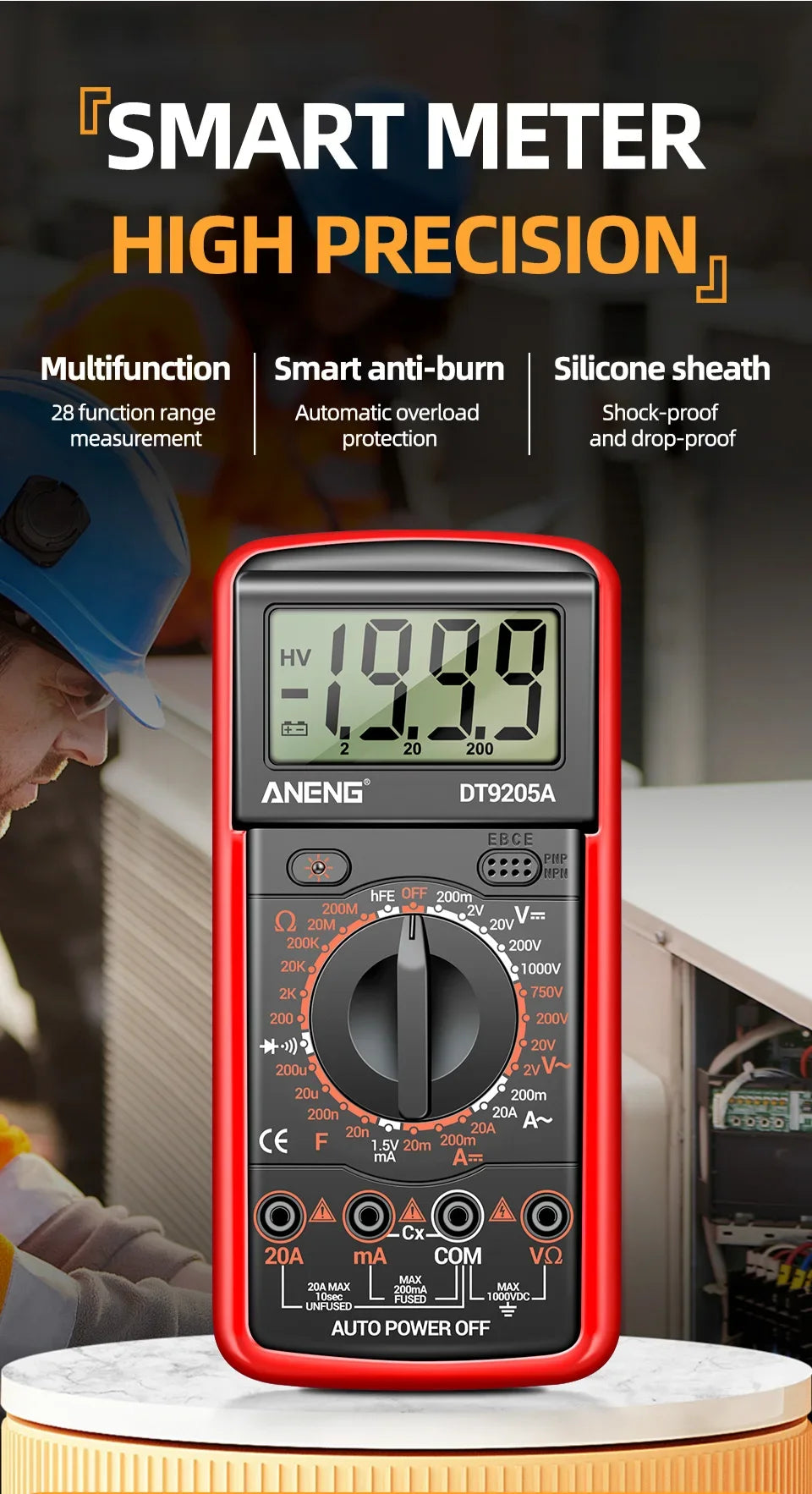 Professional Multimeter Tester ANENG DT9205A-12
