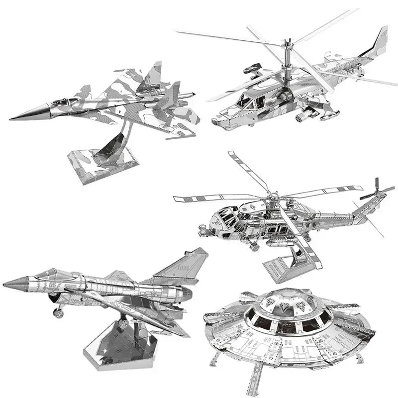3D Metal Puzzles (Planes, Ships, Flying saucers)