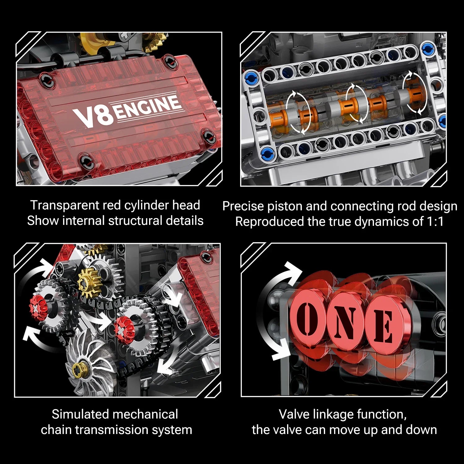 478pcs V8 Engine Kit (Motorized)